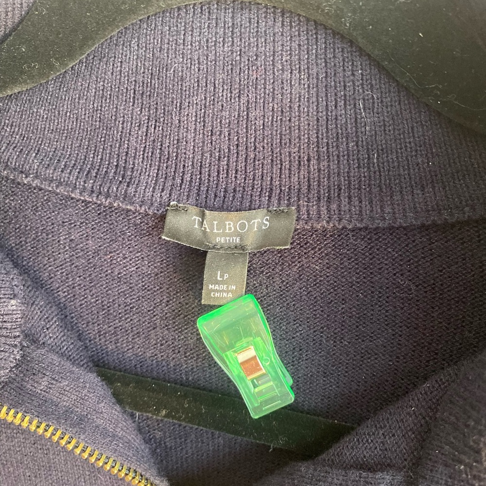 Talbots Navy Multicolor Patterned Turtleneck Swea… - image 2